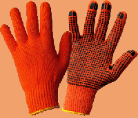 Перчатки рабочие с ПВХ точкой оранжевые